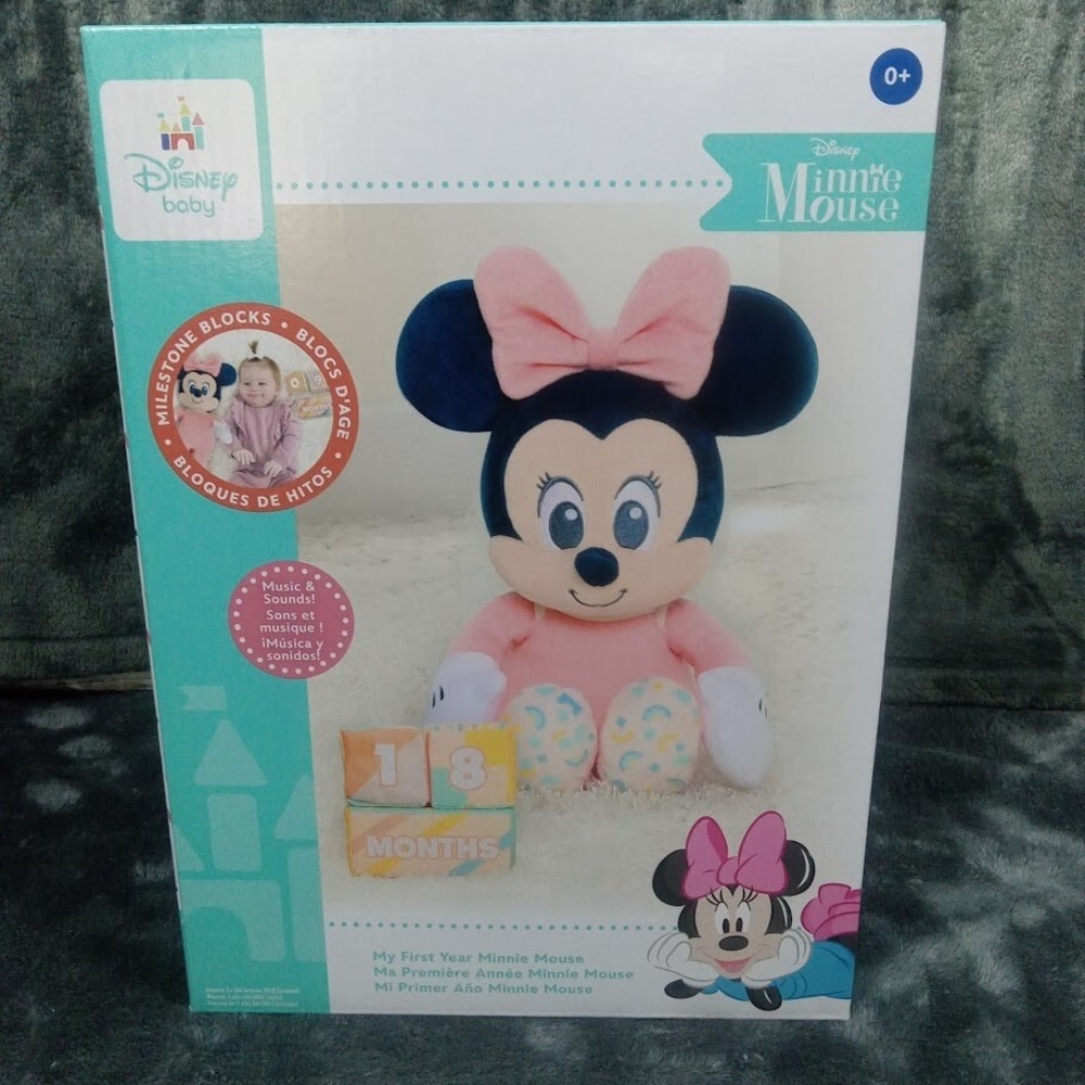 Disney Baby My First Year Minnie Mouse and Milestone Blocks 11.75" Plush Toy New